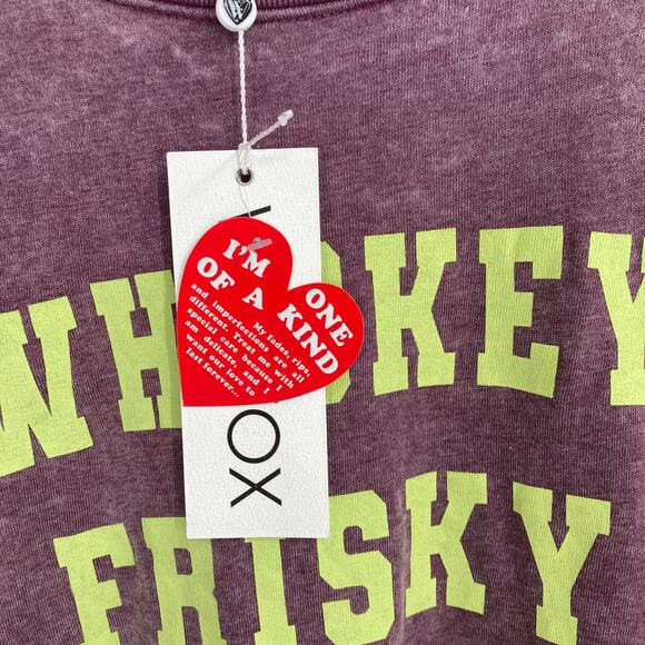 Wildfox Frisky Roadtrip Whiskey Worn Purple Green Slub Sweatshirt Women’s XL NEW - Picture 6 of 13